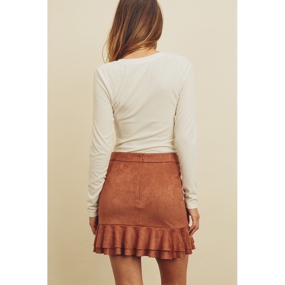 PREVIEW Vegan Suede Call You Mine Rust Mini Skirt - Picture 8 of 8
